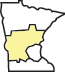 Map showing central Minnesota