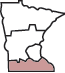 Map showing southern Minnesota